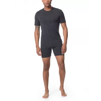 Icebreaker Anatomica Short Sleeve Crewe Base Layer T-Shirt - Black/Monsoon - XL