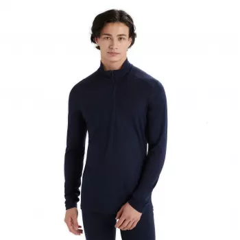 Icebreaker Men's Merino 200 Oasis Long Sleeve Half Zip Thermal Base Layer Top – Midnight Navy