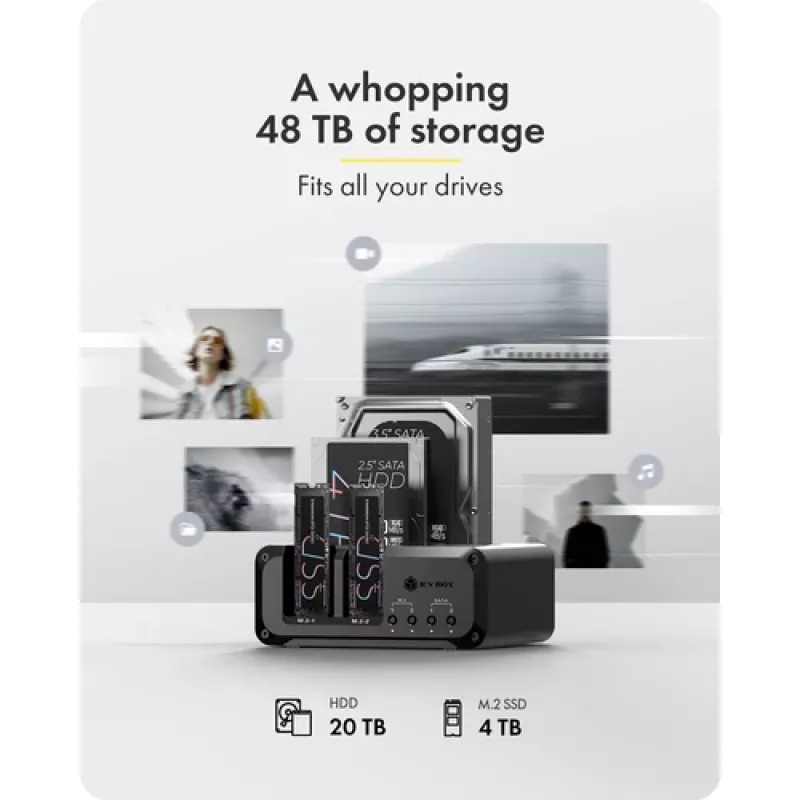 Icy Box Club Case 2925 4-Bay Docking Station – 2x M.2 NVMe & 2x 2.5/3.5 SATA HDD/SSD, USB 3.2 Gen 2 (10 Gbps)