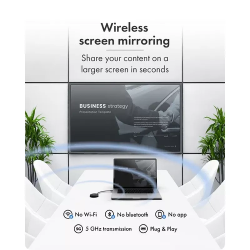 Icy Box IB-WL101 Wireless HDMI Extender Kit - USB-C to HDMI Transmitter & Receiver, Full HD 1080p, 30m Range, Black