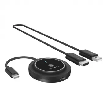Icy Box IB-WL101 Wireless HDMI Extender Kit - USB-C to HDMI Transmitter & Receiver, Full HD 1080p, 30m Range, Black