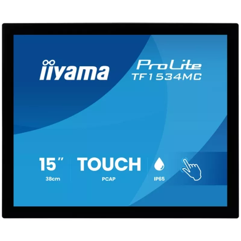 IIYAMA ProLite TF1534MC-B8X 15 inch XGA TN LED Touch Monitor (HDMI, DP, VGA, USB, IP54)
