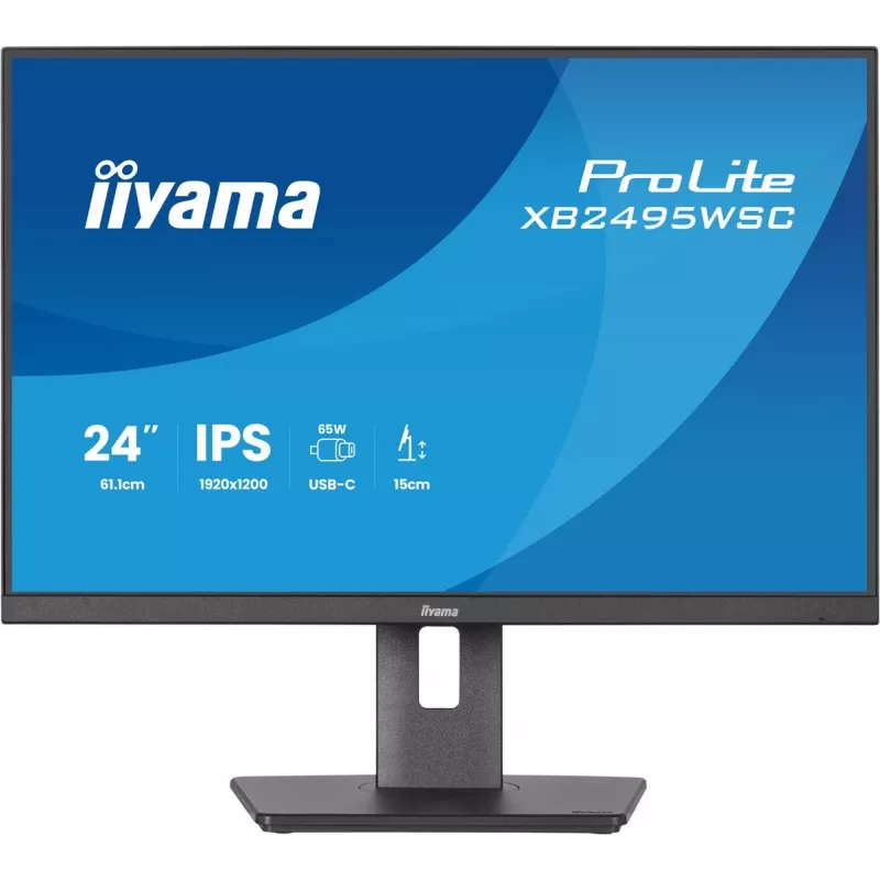 IIYAMA ProLite XB2495WSC-B1 24.1 inch WUXGA IPS 100Hz Monitor with USB-C Hub, Height Adjustable, VESA, Speakers