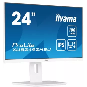 iiyama ProLite XUB2492HSU-W6 24 inch IPS Full HD 100Hz Monitor with USB Hub, 0.4ms, White