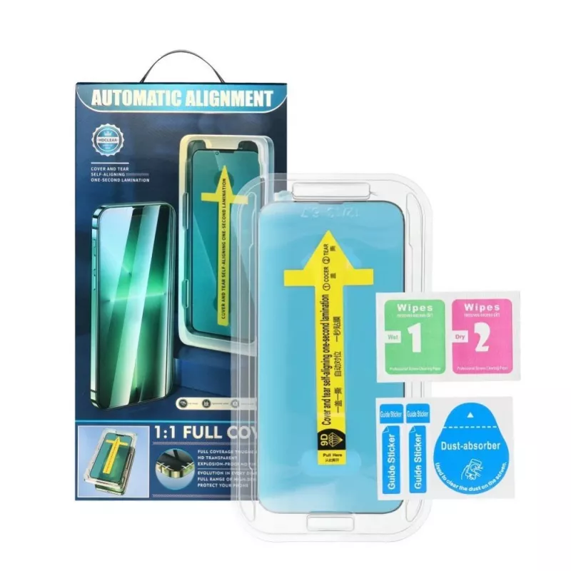 iLike Apple 5D Full Glue Tempered Glass for iPhone 13 / 13 Pro / 14 Black + Applicator