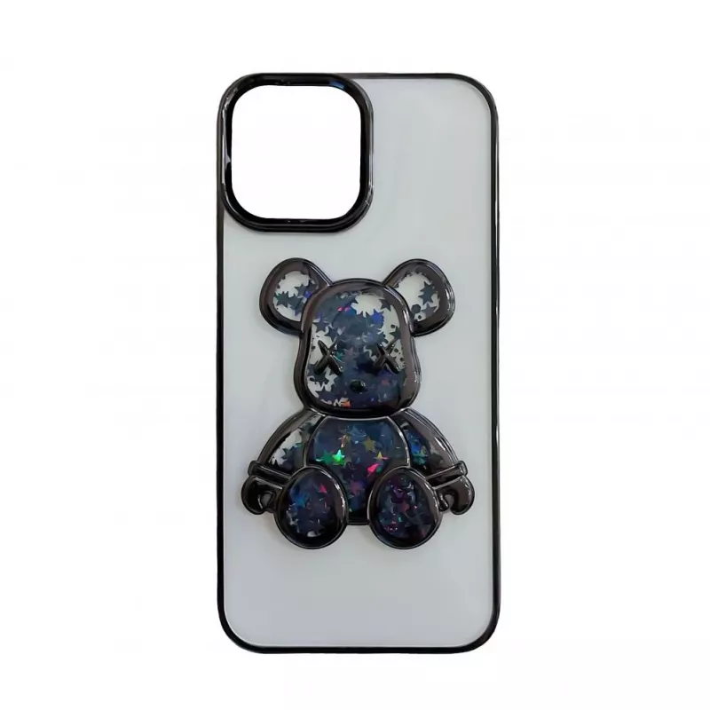 iLike Apple iPhone 13 Silicone Case Print Desire Bear Black