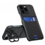 iLike Apple iPhone 14 Pro Leather Stand Case Cover Card Wallet with Stand Black