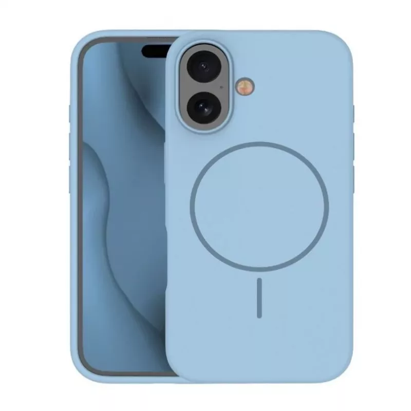 iLike Apple iPhone 16 Soft Touch Silicone Case with MagSafe Light Blue