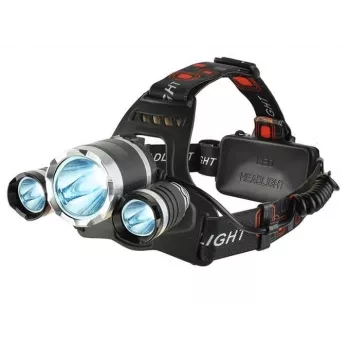 iLike CP-HDL-BK Front Headlight, Headlamp, 3x LED CREE Lamp, Strong Long Range, Black