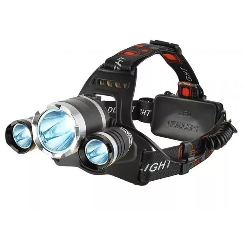 iLike CP-HDL-BK Front Headlight, Headlamp, 3x LED CREE Lamp, Strong Long Range, Black