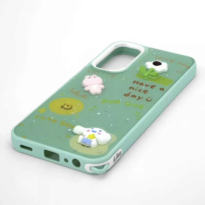 iLike Samsung Galaxy A15 Epoxy Cartoon Cover Light Green