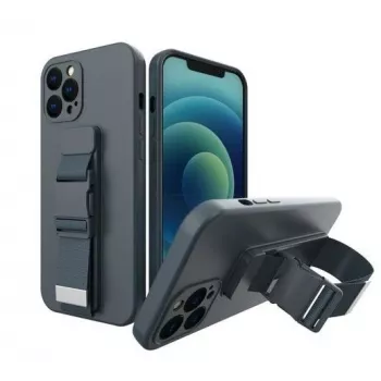 iLike Samsung Galaxy A22 5G Rope Case Gel TPU Airbag Case Cover with Lanyard Navy Blue