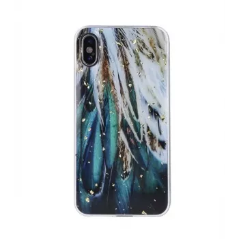 iLike Samsung Gold Glam Case for Samsung Galaxy A53 5G - Feathers Design, Transparent with Gold Accents