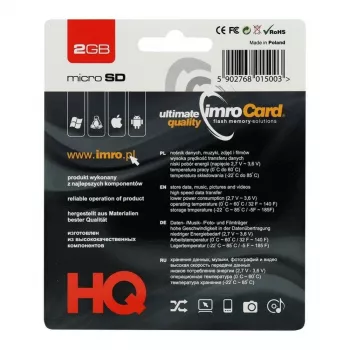 IMRO 2GB microSD Memory Card with SD Adapter - Class 4, Shockproof, Waterproof, X-ray Proof, Temperature Proof