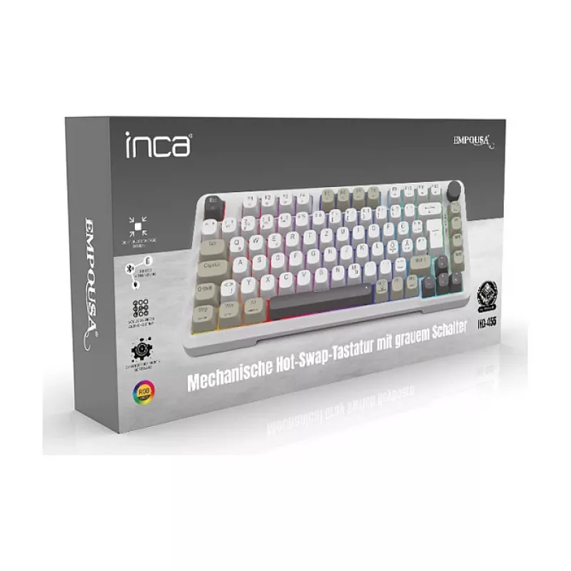 INCA Gaming Keyboard RGB GraySwitch USB-C/BT 2.00m White (IKG-455)