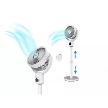 INCA IAF-01B Standing Fan with Rechargeable Battery, BLDC Motor, 5 Speeds, LED Display, White