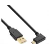 InLine Micro-USB 2.0 Cable, USB-A Male to Micro-B Male Angled, Gold-Plated Contacts, 0.5m