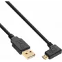 InLine Micro-USB 2.0 Cable, USB-A Male to Micro-B Male Angled, Gold-Plated Contacts, 0.5m