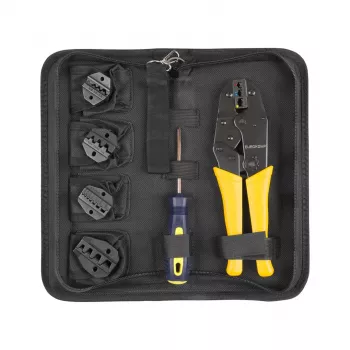 INNE Crimping Tool with Replaceable Jaws Set E6110, Ratchet, 5 Jaw Pairs, 0.5-16 mm², Storage Case