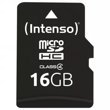 Intenso 16GB MicroSDHC Class 4 Memory Card with SD Adapter, Up to 21 MB/s Read Speed, Black