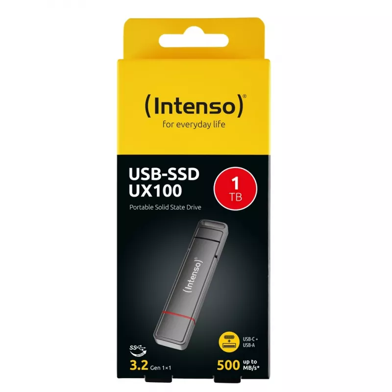 Intenso UX100 1TB External SSD, USB 3.2 Gen 1, Black