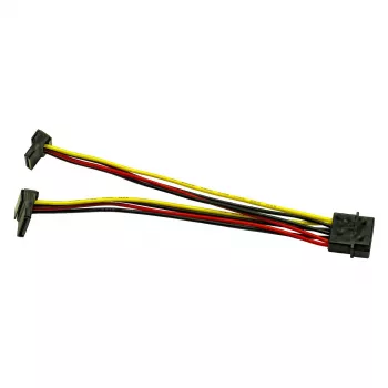 Inter-Tech Molex to 2x SATA Power 90° Adapter Cable, 0.15m