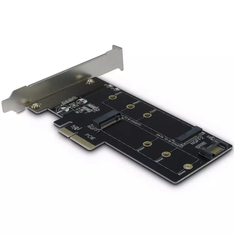 Inter-Tech KT015 PCIe x4 to Dual M.2 NVMe and SATA Adapter Card
