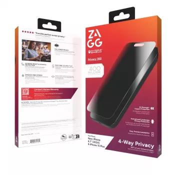 InvisibleShield Glass Elite Privacy 360 Screen Protector for Apple iPhone 16 Plus / 15 Plus