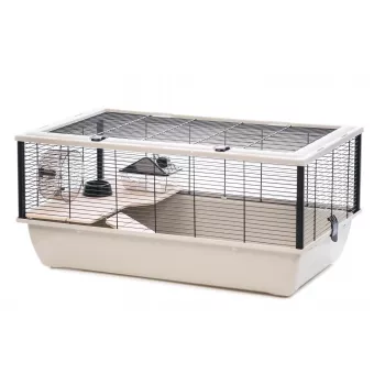 INZ INTER-ZOO Bob + Wood Small Animal Cage, Beige & Black, 780x480x360 mm