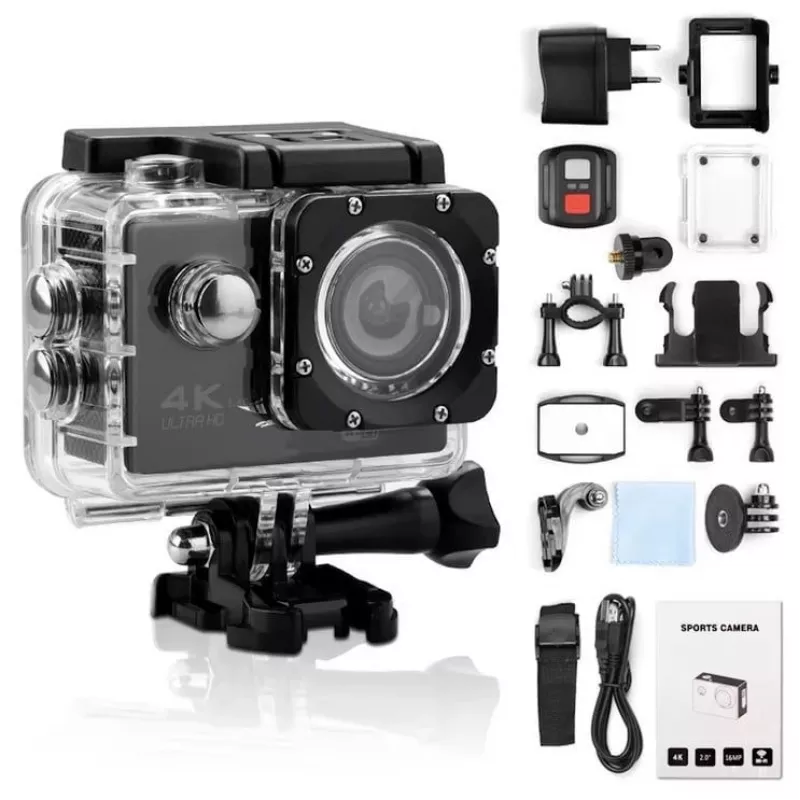 iWear K1 Ultra HD 4K 16MP Wi-Fi Sport Camera with 2 inch LCD Remote & 8x Fixation Set