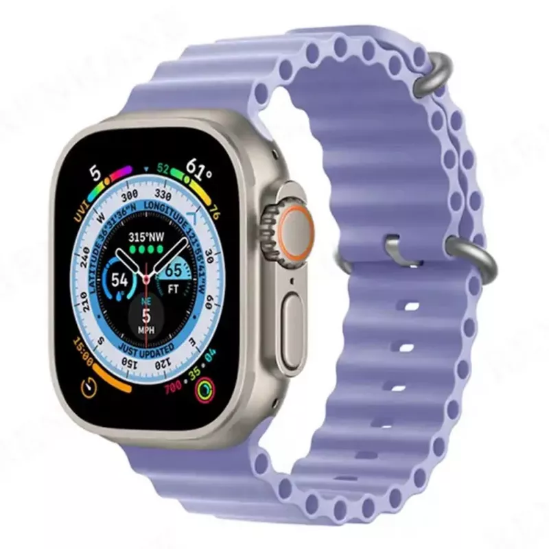 iWear S1 Grooved Soft Silicone 20mm Strap for Apple Watch 49mm / 45mm / 44mm / 42mm Lilac