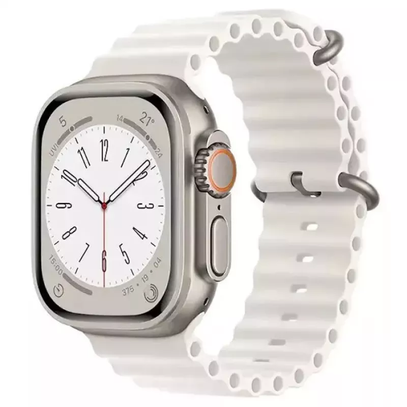 iWear S1 Grooved Soft Silicone 20mm Strap for Apple Watch 49mm / 45mm / 44mm / 42mm White