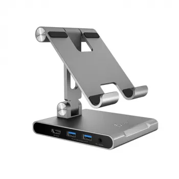 j5create JTS224-N Multi-Angle Stand with USB-C Docking Station for iPad Pro (Space Grey)
