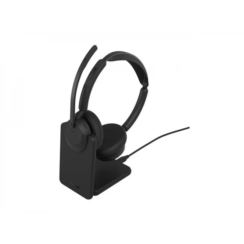 Jabra Evolve3 45 Stereo Headset with Link 390c USB-A Adapter for Microsoft Teams, Black