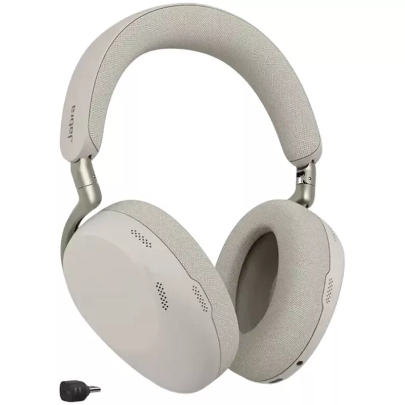 Jabra Evolve3 85 UC Wireless Over-Ear Headset with Active Noise Cancellation and Link 390C Adapter, Warm Grey