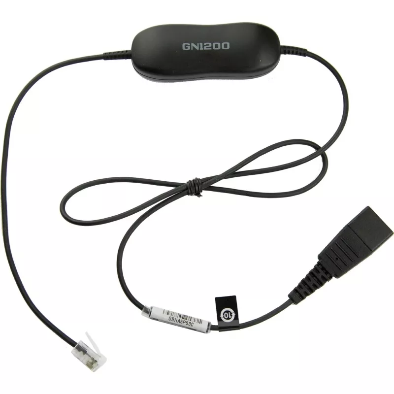 Jabra Smart Cord QD to RJ9 Headset Cable for Cisco IP Phone 78XX Series, Black, Coiled, 0.4m to 2m