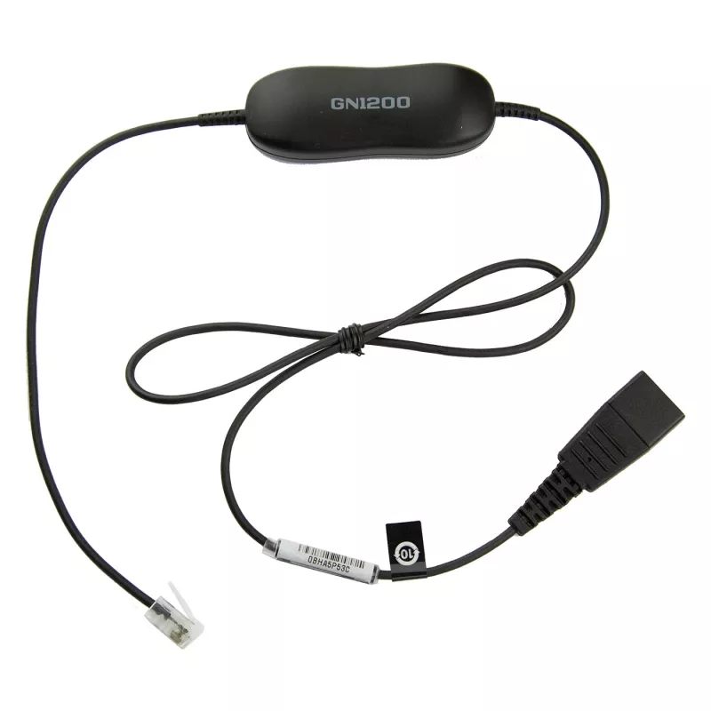 Jabra Smart Cord QD to RJ9 Headset Cable for Cisco IP Phone 78XX Series, Black, Coiled, 0.4m to 2m
