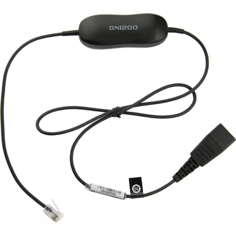 Jabra Smart Cord QD to RJ9 Headset Cable for Cisco IP Phone 78XX Series, Black, Coiled, 0.4m to 2m