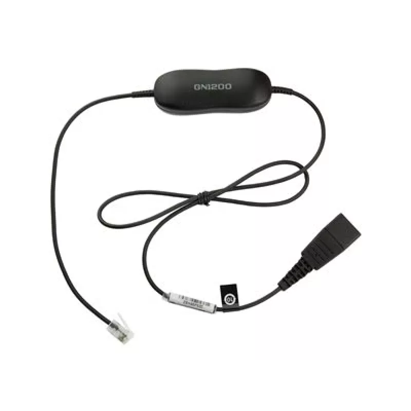 Jabra Smart Cord QD to RJ9 Headset Cable for Cisco IP Phone 78XX Series, Black, Coiled, 0.4m to 2m