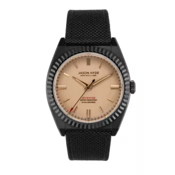 JASON HYDE MAN JH10026 40mm Stainless Steel Watch with Black Dial and Recycled Leather Strap