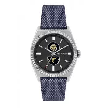 JASON HYDE MAN JH41001 Analog Quartz Watch 40mm Stainless Steel Case Blue Dial Brown Leather Strap