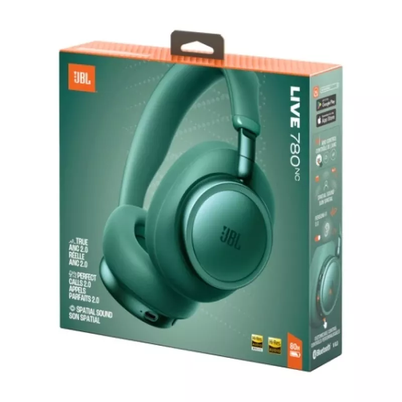 JBL Live 780NC Wireless Over-Ear Headphones with Adaptive Noise Cancelling, Bluetooth 5.3, 65h Battery, Green
