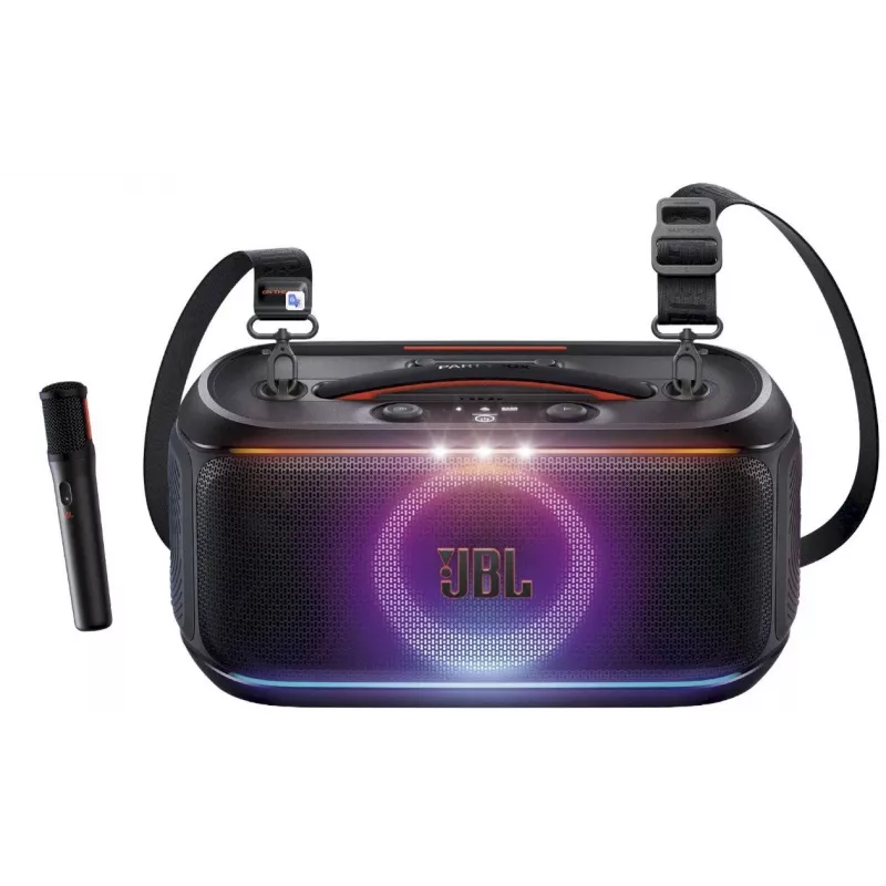 JBL PartyBox On-The-Go 2 Portable Party Speaker with 100W RMS, IPX4 Splashproof, TWS, Mic & Guitar Inputs – Black