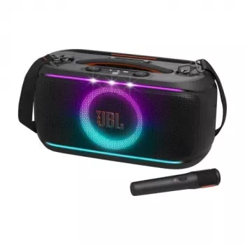 JBL PartyBox On-The-Go 2 Portable Party Speaker with 100W RMS, IPX4 Splashproof, TWS, Mic & Guitar Inputs – Black