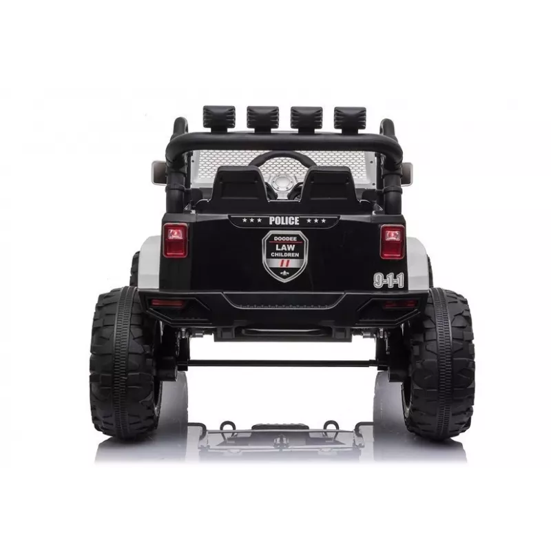 JC666 Police Car Ride-On Battery-Powered with LED Lights MP3 Remote Control White