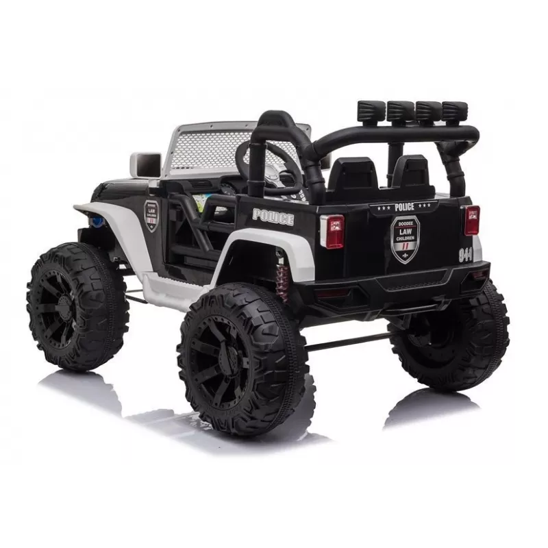 JC666 Police Car Ride-On Battery-Powered with LED Lights MP3 Remote Control White