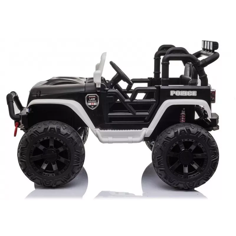 JC666 Police Car Ride-On Battery-Powered with LED Lights MP3 Remote Control White