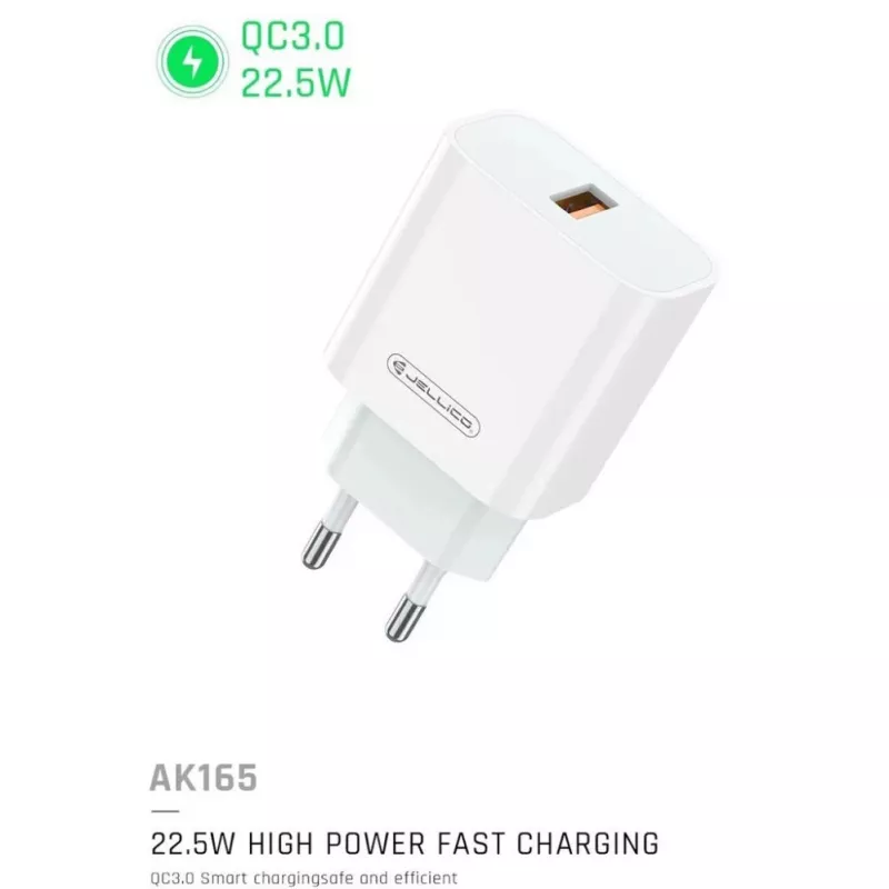 Jellico AK-165 USB 22.5W QC 3.0 Smart Fast Charger 1x USB (5-12V) White