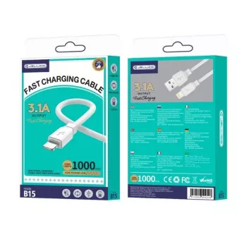 Jellico B15 Durable-Soft iPhone & iPad Lightning to USB Data & Fast 3.1A Charger Cable 1m White