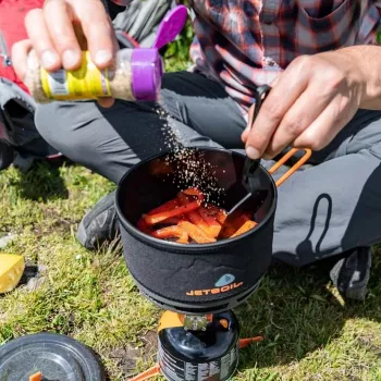 Jetboil 1.5L Ceramic Cook Pot - Camping Cooking Pot with FluxRing, Hard-Anodized Aluminum, Non-Stick, Folding Handles